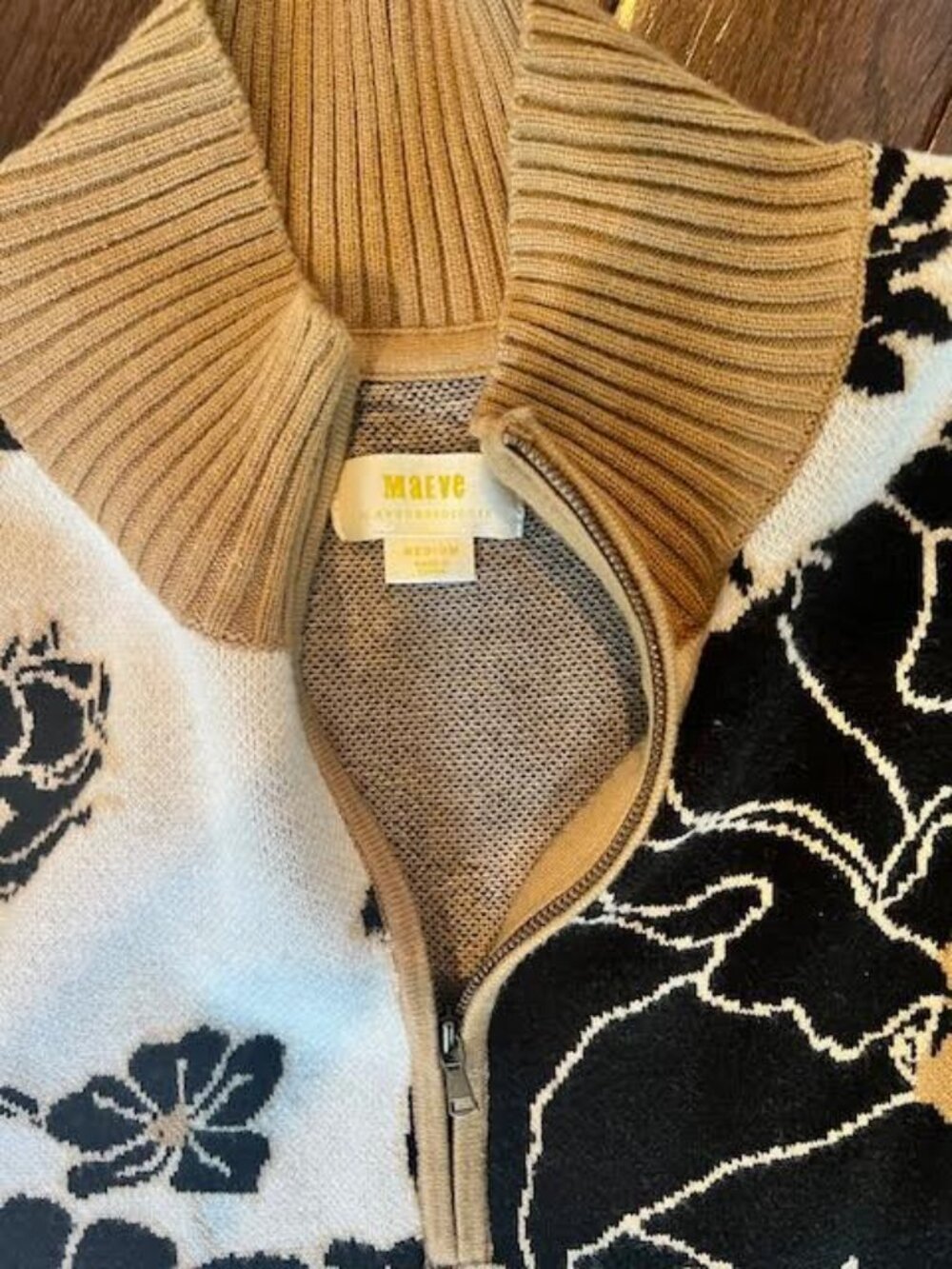 Maeve by Anthropologie Montana Floral Half Zip Sweater Medium - Picture 3 of 3